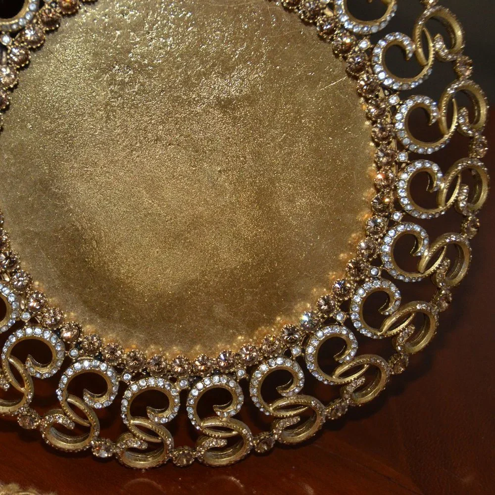RARE JAY STRONGWATER FALL AUTUMN KARYSS PAISLEY JUNGLE GOLD CRYSTAL ENAMEL FRAME